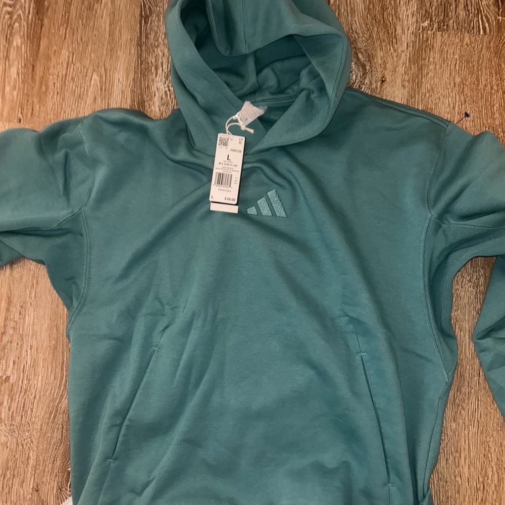 adidas Teal Green Pullover Hoodie with Logo